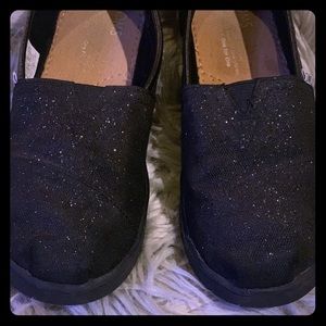 Girls Black Sparkling Toms Shoes